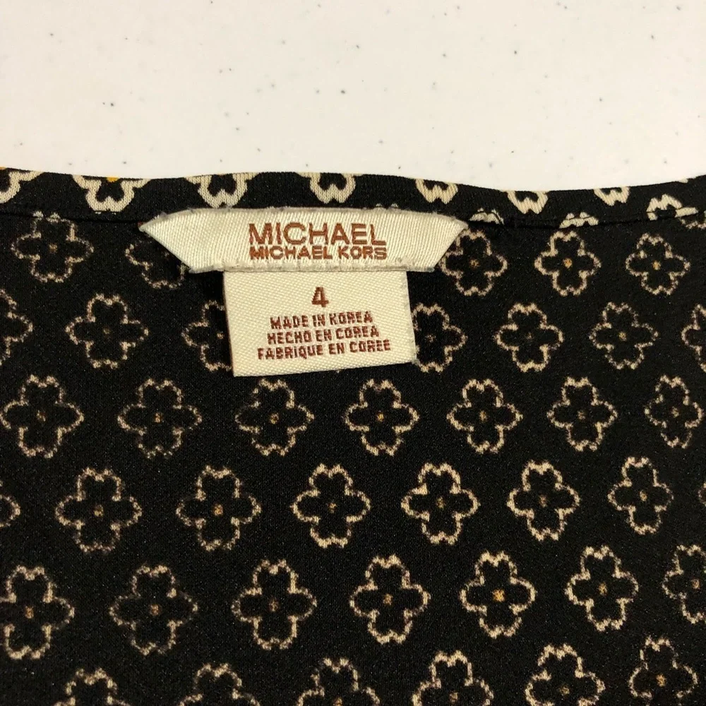 MICHAEL Michael Kors Daisy‎ Print 3/4 Sleeve Dress Size 4